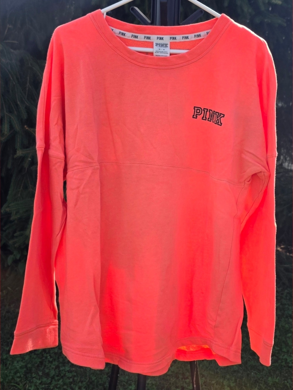 PINK Victoria's Secret Neon Coral Pink LOVE PINK Oversized Spirit Jersey